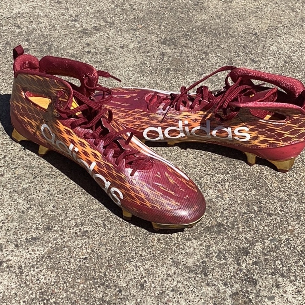 Adidas Men’s Maroon and Gold Athletic Cleats - Picture 3 of 4